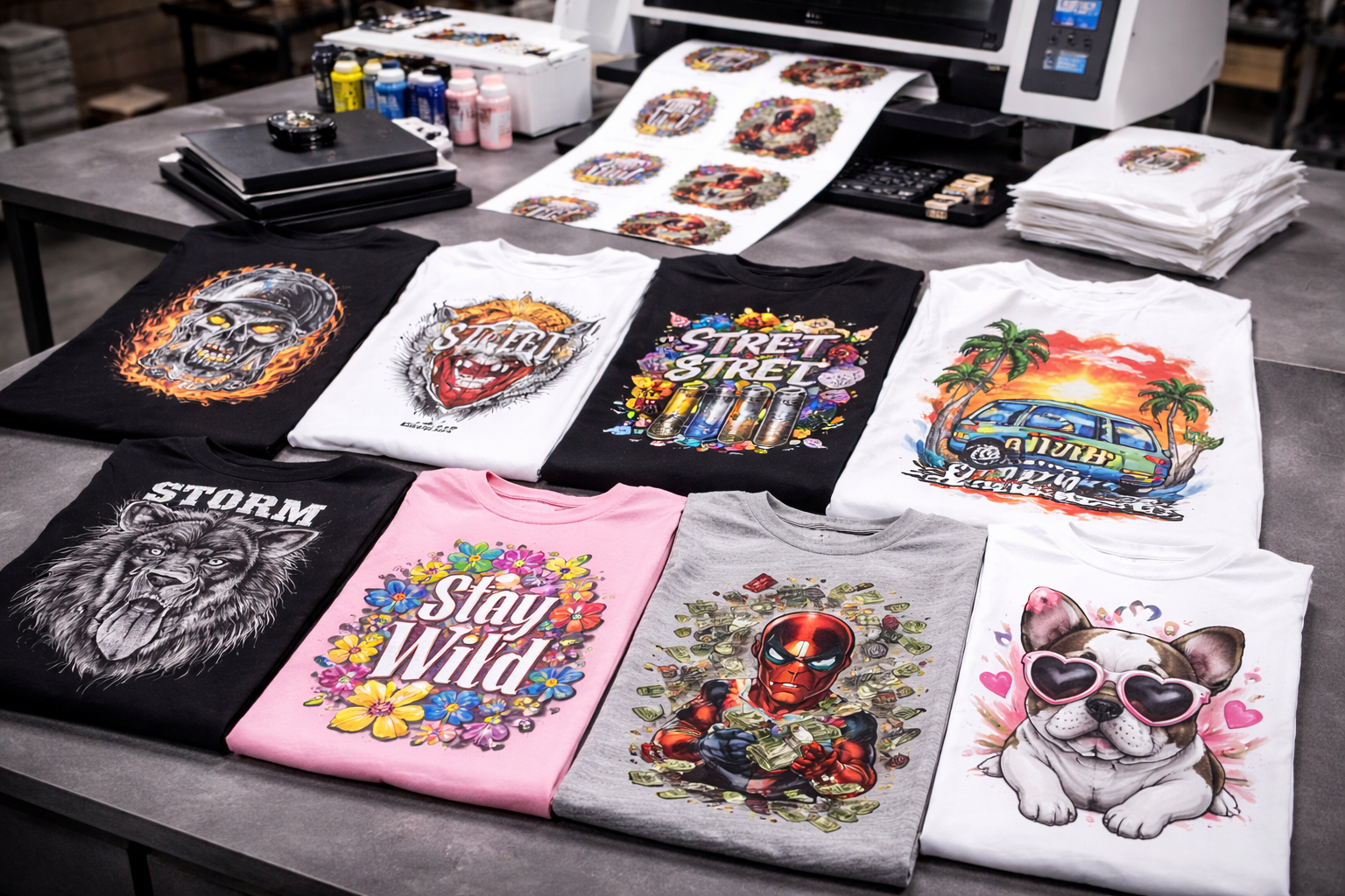 Imprimantă DTF textile — transfer pe genți și accesorii