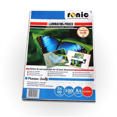 Folie de laminat lucioasa tip plic A4 - RONIC